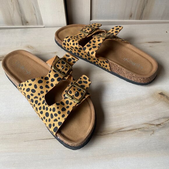Refresh Comfy Casual Leopard Print Buckle Sandals Leo Slides 8.5 - Picture 9 of 10